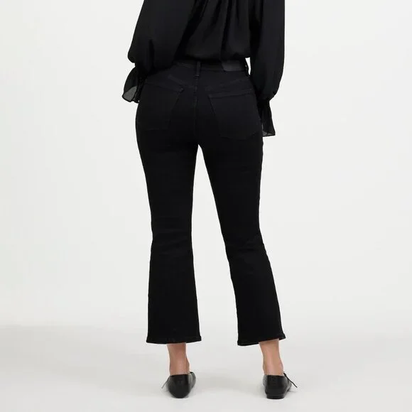 NWOT Madewell Plus Kick Out Crop Jeans Mid-rise Black Rinse flare Wash Size 14W - Picture 2 of 10